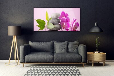 Stiklo paveikslas Orchidėjų gėlės