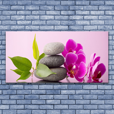 Stiklo paveikslas Orchidėjų gėlės