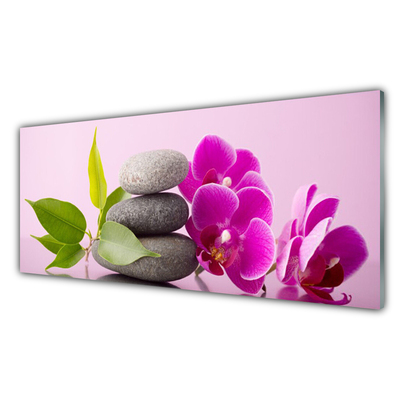 Stiklo paveikslas Orchidėjų gėlės