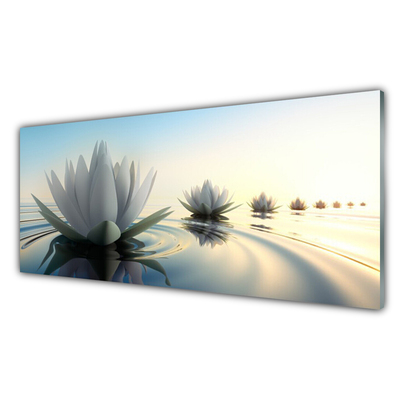 Stiklo paveikslas Vandens lelijų gėlių tvenkinys