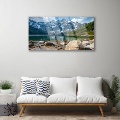Stiklo paveikslas Kalnai Miškas Ežeras Tatrai Kalnai