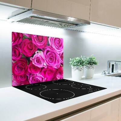Stiklinė virtuvės lenta Rožinių rožių puokštė