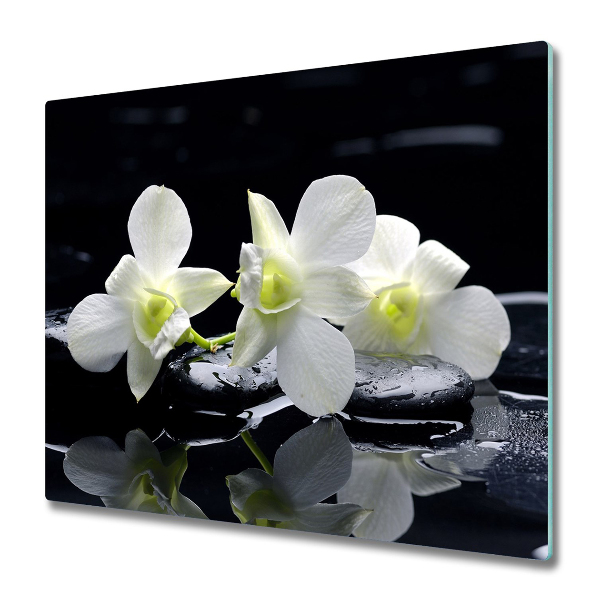 Stiklinė virtuvės lenta Balta orchidėjos gėlė