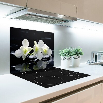 Stiklinė virtuvės lenta Balta orchidėjos gėlė