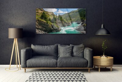 Akriliniai paveikslas Kalnų upės peizažas
