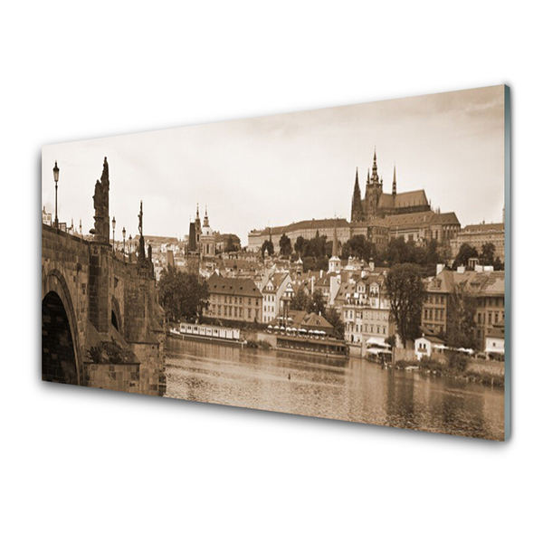Paveikslas ant akrilinio stiklo Prahos tilto peizažas