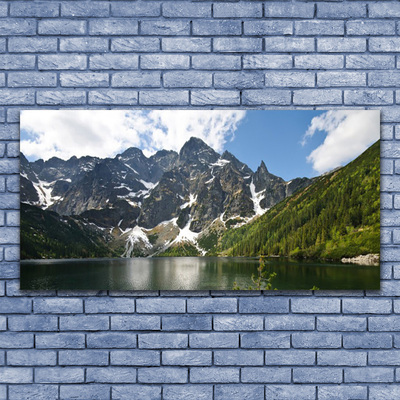 Akriliniai paveikslas Kalnų ežero miško peizažas