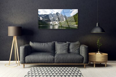 Akriliniai paveikslas Kalnų ežero miško peizažas