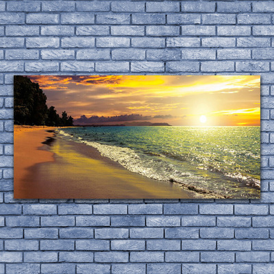 Akrilo stiklo paveikslas Saulės paplūdimio jūros peizažas