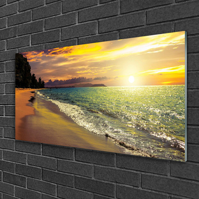 Akrilo stiklo paveikslas Saulės paplūdimio jūros peizažas