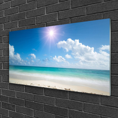 Akriliniai paveikslas Jūros paplūdimio saulės peizažas
