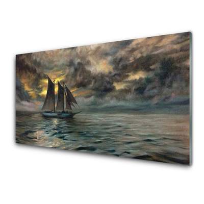 Akrilo stiklo paveikslas Jūros valties peizažas