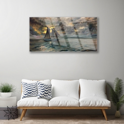 Akrilo stiklo paveikslas Jūros valties peizažas