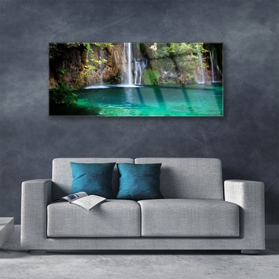 Akriliniai paveikslas Ežero krioklio gamta