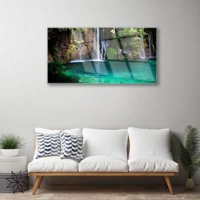 Akriliniai paveikslas Ežero krioklio gamta