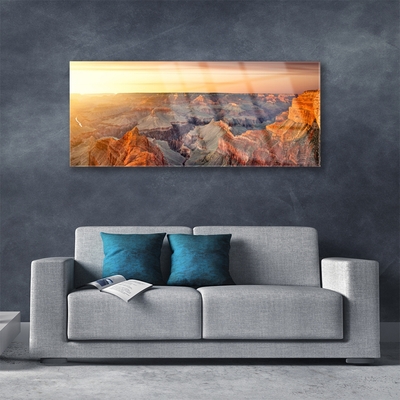 Akrilo stiklo paveikslas Kalnų peizažas