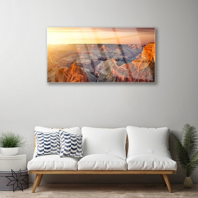 Akrilo stiklo paveikslas Kalnų peizažas