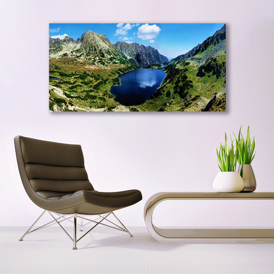 Akriliniai paveikslas Kalnų ežero peizažas
