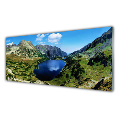 Akriliniai paveikslas Kalnų ežero peizažas