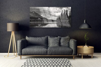 Akriliniai paveikslas Kalnų miško ežero gamta