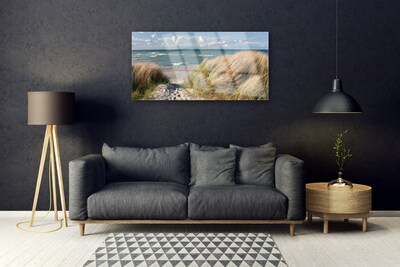 Paveikslas ant akrilinio stiklo Paplūdimio jūros žolės peizažas