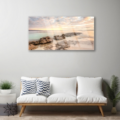 Akrilo stiklo paveikslas Jūros paplūdimio peizažas