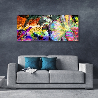 Akrilo stiklo paveikslas Abstraktios drugelių plunksnos