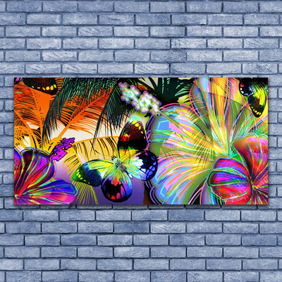 Akrilo stiklo paveikslas Abstraktios drugelių plunksnos