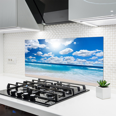Virtuvės sienos plokštė Jūros paplūdimio debesų peizažas