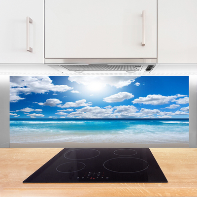 Virtuvės sienos plokštė Jūros paplūdimio debesų peizažas
