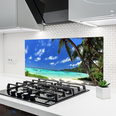 Virtuvės sienos plokštė Palmių jūros peizažas