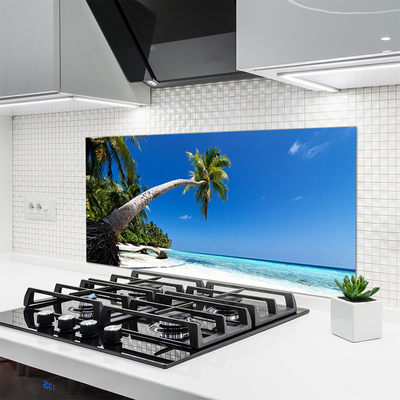 Virtuvės stiklo plokštė Paplūdimio Palmių jūros peizažas