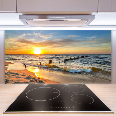 Virtuvės stiklo plokštė Jūros saulėlydžio paplūdimys