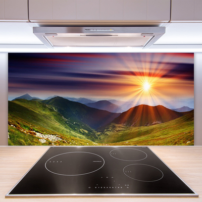Virtuvės sieninės plokštė Kalnų saulėlydžio peizažas