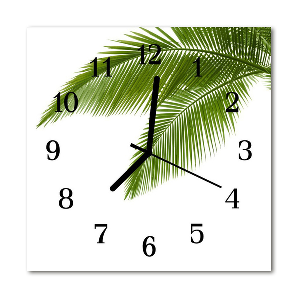 Kvadratinis stiklo laikrodis Palmių lapai