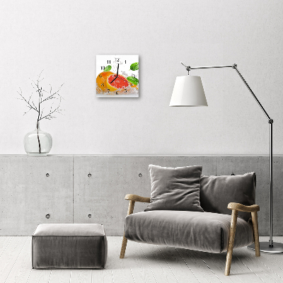 Kvadratinis stiklo laikrodis Greipfrutas