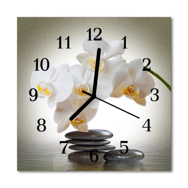 Kvadratinis stiklo laikrodis Orchidėja