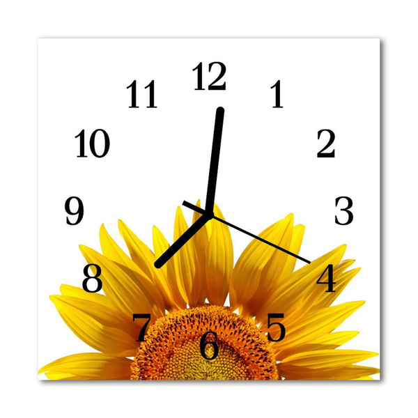 Kvadratinis stiklo laikrodis Gėlė