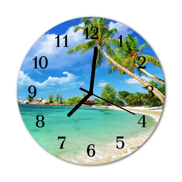 Apvalus stiklo laikrodis Paplūdimio palmės