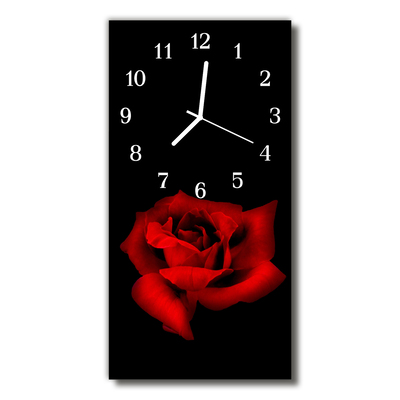 Vertikalus Stiklinis Laikrodis Raudonos rožių gėlės