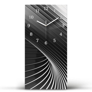 Vertikalus Stiklinis Laikrodis Meno abstraktus juodai baltas