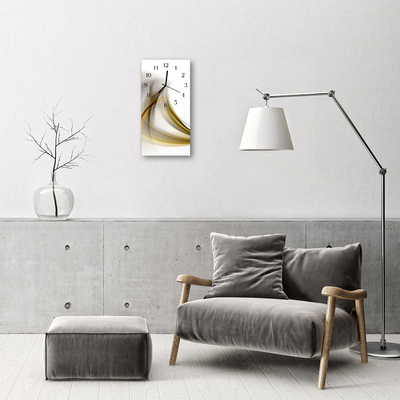 Vertikalus Stiklinis Laikrodis Meno abstrakčios smėlio spalvos linijos