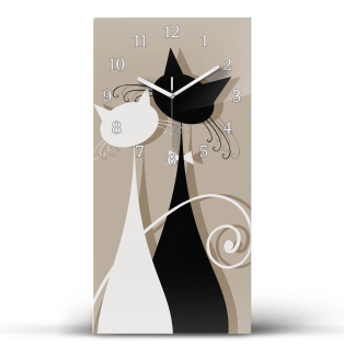 Vertikalus Stiklinis Laikrodis Gyvūnai Katės smėlio spalvos