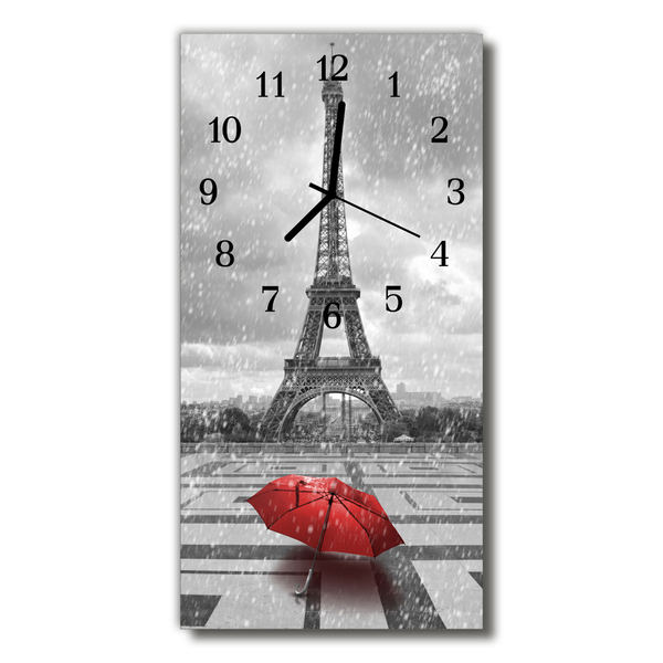 Vertikalus Stiklinis Laikrodis Eifelio bokštas juodai baltas miestai