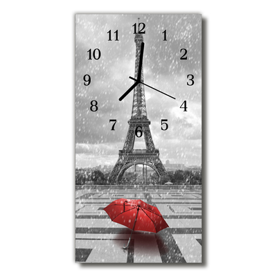 Vertikalus Stiklinis Laikrodis Eifelio bokštas juodai baltas miestai