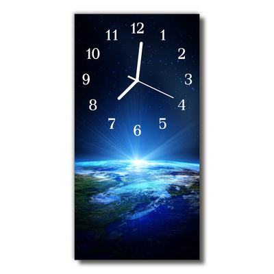 Vertikalus Stiklinis Laikrodis Visata Žemė mėlyna