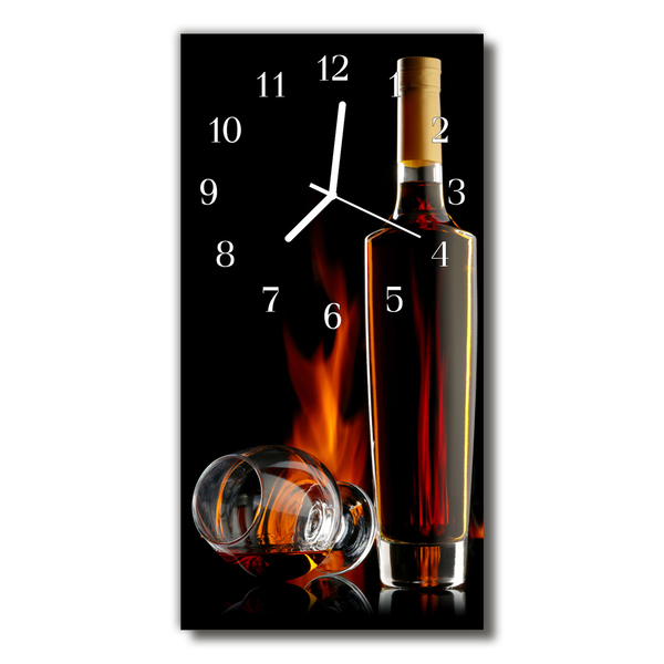Vertikalus Stiklinis Laikrodis Virtuvė Alkoholio butelis rudas
