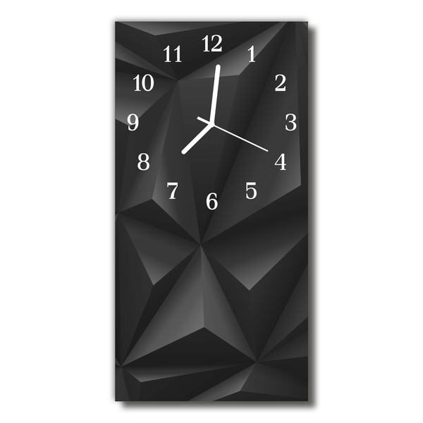 Vertikalus Stiklinis Laikrodis Meno 3D juoda grafika