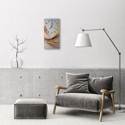 Vertikalus Stiklinis Laikrodis Meninė abstrakti smėlio spalvos grafika
