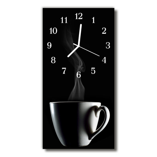 Vertikalus Stiklinis Laikrodis Virtuvė Juodas kavos puodelis